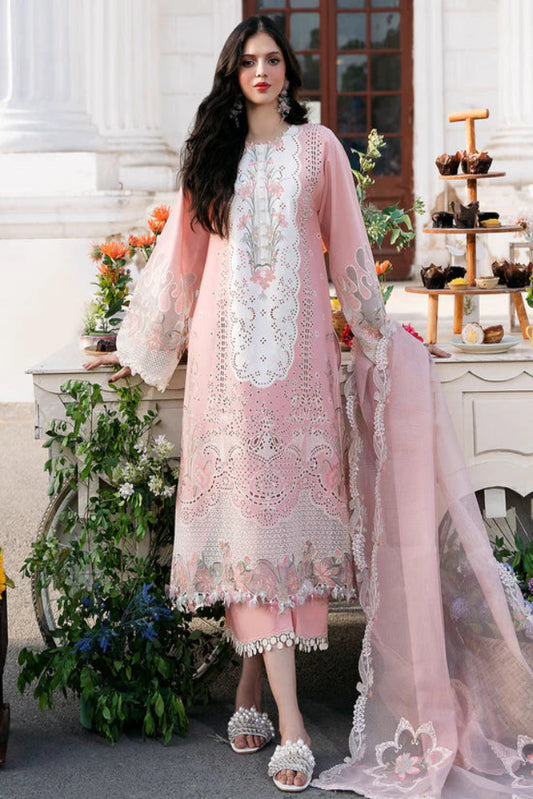 BIN ILYAS PINK 3 PIECE EMBROIDERED LAWN