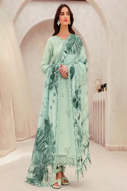 Lawn-3PC Embroidered Shirt with Digital Printed Jacquard Dupatta