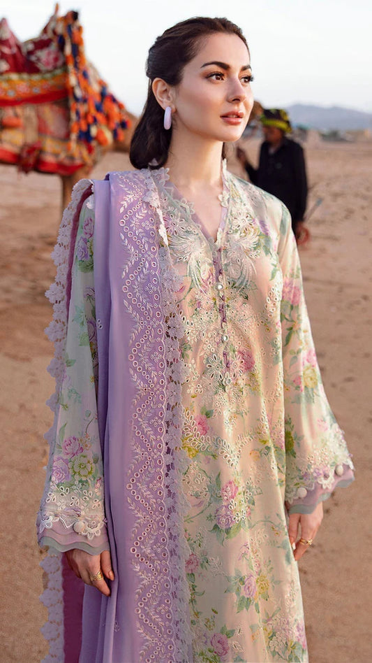 3PC-Printed Lawn Shirt With Voile Printed Dupatta