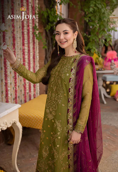 Asim Jofa Lawn 3PC Embroidered With Chiffon Embroidered Dupatta