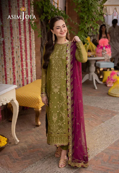 Asim Jofa Lawn 3PC Embroidered With Chiffon Embroidered Dupatta