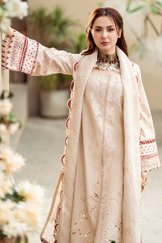 QALAMKAR - 3PC LAWN EMBROIDERED SHIRT WITH MANAAR EMBROIDERED DUPATTA AND TROUSER