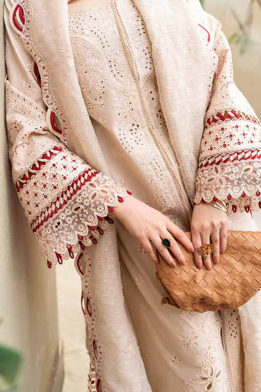 QALAMKAR - 3PC LAWN EMBROIDERED SHIRT WITH MANAAR EMBROIDERED DUPATTA AND TROUSER