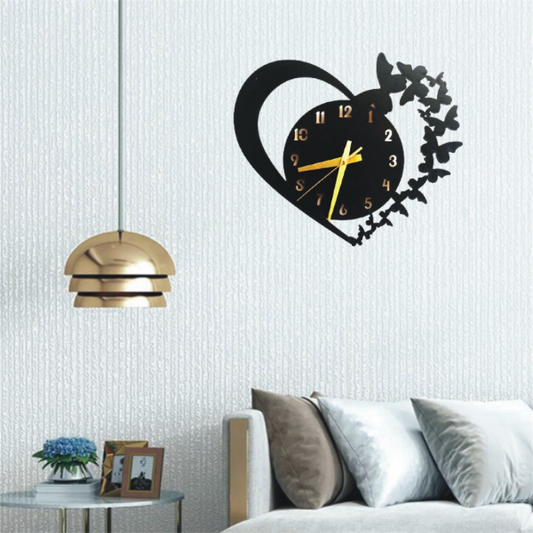 Heart Shape MDF Wooden Wall Clock (HS1)