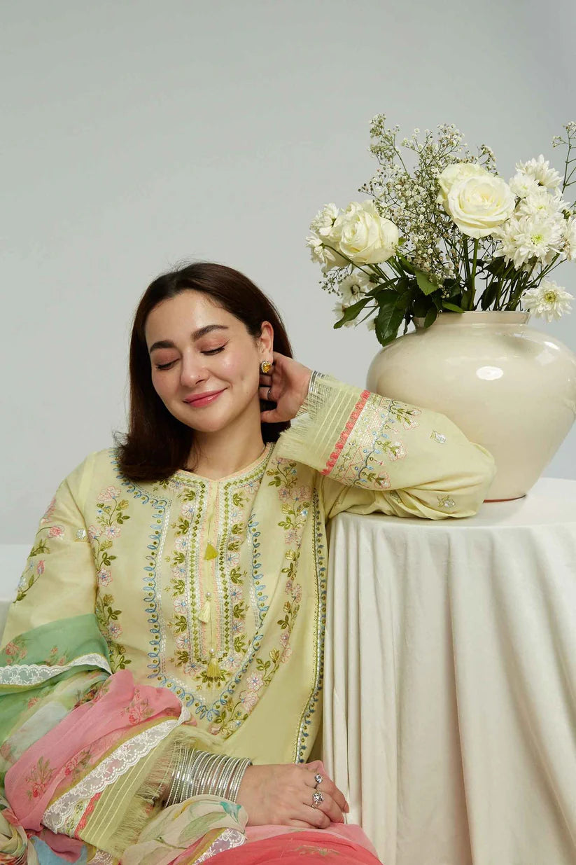 ZARASHAHJAHAN-3PC LAWN EMBROIDERED SHIRT WITH MONARK PRINT DUPATTA & EMB TROUSER