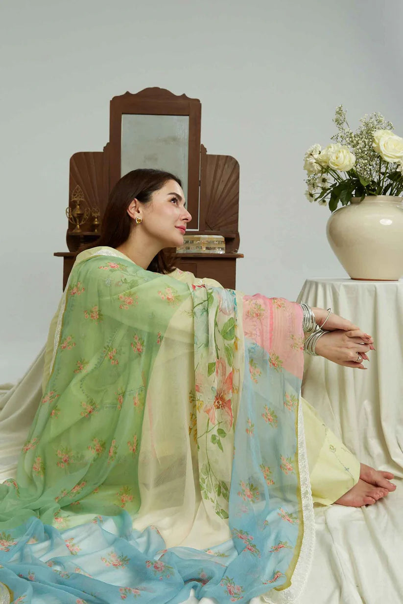 ZARASHAHJAHAN-3PC LAWN EMBROIDERED SHIRT WITH MONARK PRINT DUPATTA & EMB TROUSER