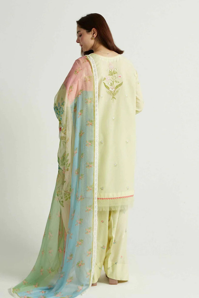 ZARASHAHJAHAN-3PC LAWN EMBROIDERED SHIRT WITH MONARK PRINT DUPATTA & EMB TROUSER