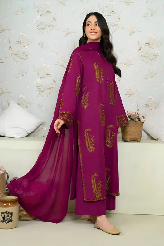 SAPPHIRE-3PC LAWN EMBROIDERED SHIRT WITH BAMBER CHIFFON EMBROIDERED DUPATTA AND LAWN TROUSER